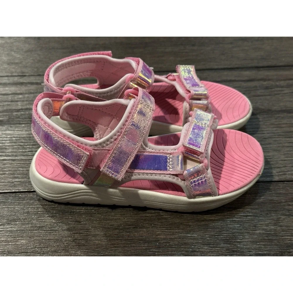 Cat And Jack girls pink sporty strappy sandals sz 12 outdoor summer play outdoor